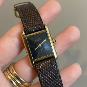 Must de Cartier Black Tank Watch 925 Cartier Watch Authentic